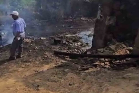 Tutuşan saman balyaları ile büyüyen alevlere itfaiye müdahale etti