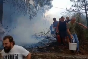 Mahalleli birlik oldu, orman yangınına kovalarla müdahale etti