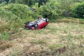 Kontrolden çıkan otomobil bahçeye uçtu: 1 yaralı