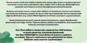Kartal Belediyesi’nden ağaç budama ve kesim sonrası yeşil atıklarla ilgili önemli uyarı