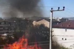 Evlerin bitişiğinde çıkan yangın korkuttu