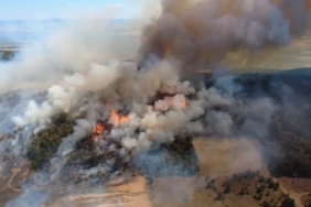 Bursa’da orman yangını havadan görüntülendi