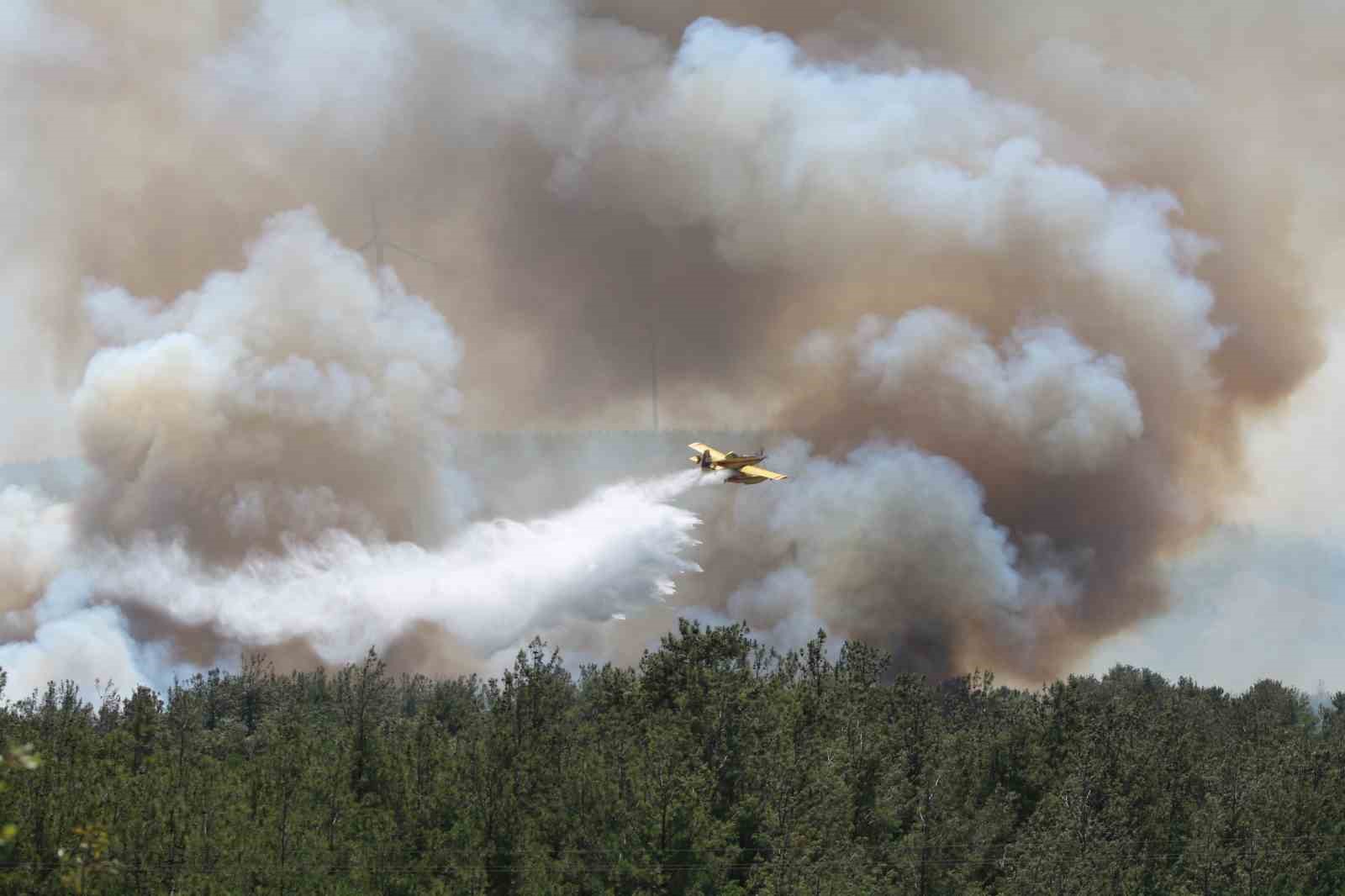 Çanakkale’de alevler yeniden yükseldi, havadan karadan müdahale sürüyor