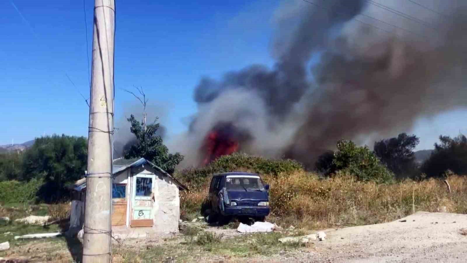 Otluk ve ağaçlık alanda çıkan yangın paniğe sebep oldu