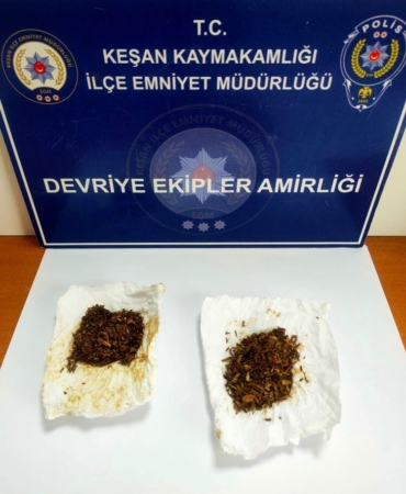 Keşan’da polisin durdurduğu şüpheliden uyuşturucu ele geçirildi