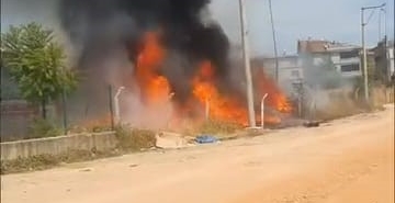 Araç denetim istasyonu alev aldı