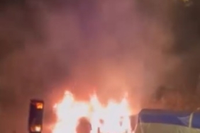 TEM’de seyir halindeki tır alevlere teslim oldu