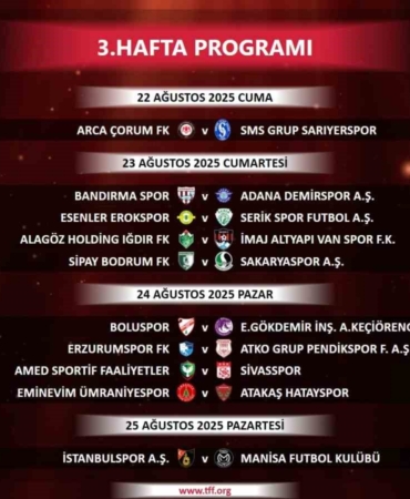Trendyol 1. Lig’de 3 ve 4. hafta programları açıklandı