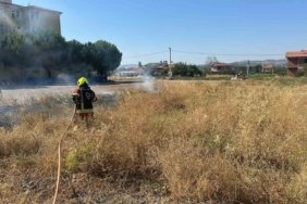 Sındırgı’da okul yanında çıkan ot yangını söndürüldü