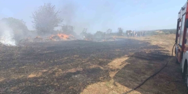 Erdek’te zeytinlik ve otluk alanda çıkan yangın söndürüldü