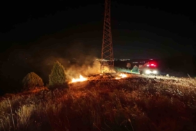 Yüksek gerilim hattı altında çıkan yangın korkuttu