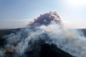 Gelibolu’da çıkan orman yangını dron ile görüntülendi