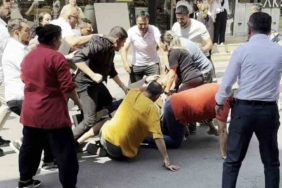 Cadde ortası bir anda boks ringine döndü