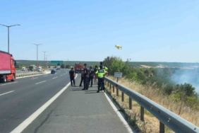 Kırklareli’nde çıkan yangın söndürüldü: Ulaşıma kapanan otoyol açıldı