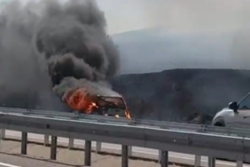 Tekirdağ’da LPG’li otomobil alevlere teslim oldu, yangın tarlaya sıçradı