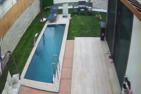 Depremde yüzme havuzu beşik gibi sallandı