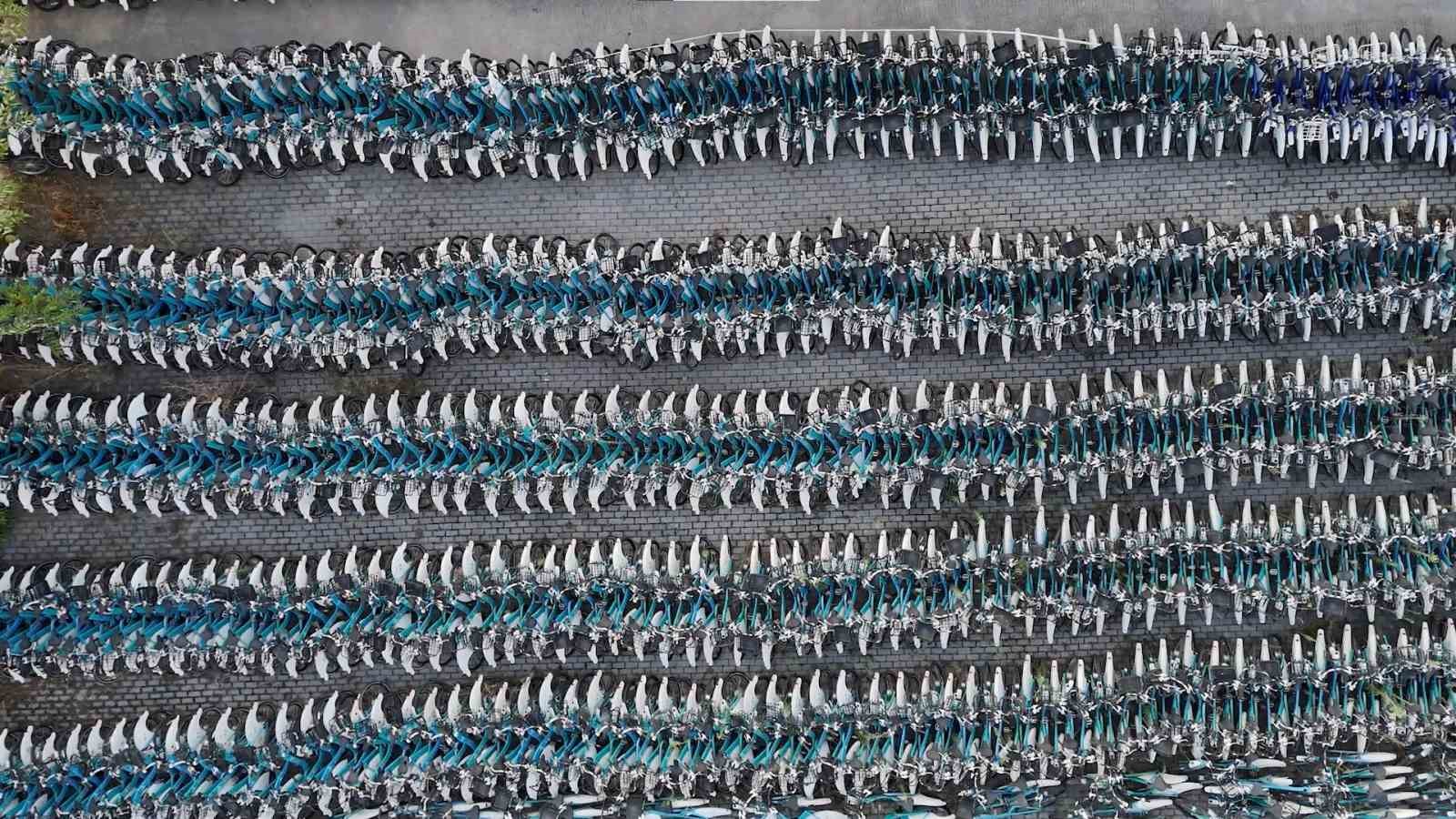 İBB’nin bisiklet mezarlığı havadan görüntülendi