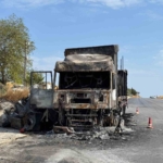 Çamaşır makinesi yüklü tır alev topuna döndü