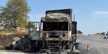 Çamaşır makinesi yüklü tır alev topuna döndü
