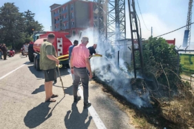 Tekirdağ’da yol kenarında çıkan yangın büyümeden söndürüldü