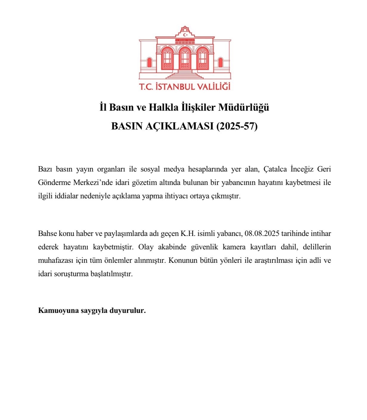 İstanbul Valiliğinden Çatalca’daki iddialarla ilgili açıklama