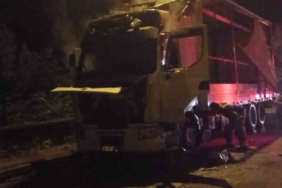 Bursa’da park halindeki tır alev alev yandı
