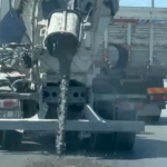 Yola beton dökerek ilerleyen mikser kamerada