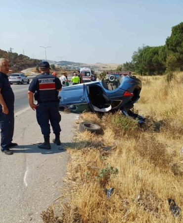 Balıkesir’de otomobil kaza sonrası ters döndü; 1 yaralı
