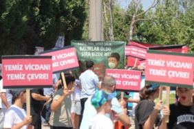 Fabrikaların dereye bıraktığı atıklara tepki için yürüdüler