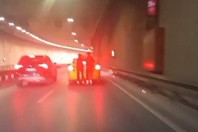 Maltepe’de tünelde tehlikeli yolculuk kamerada