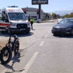 Elektrikli bisiklet ile otomobil çarpıştı: 1 yaralı
