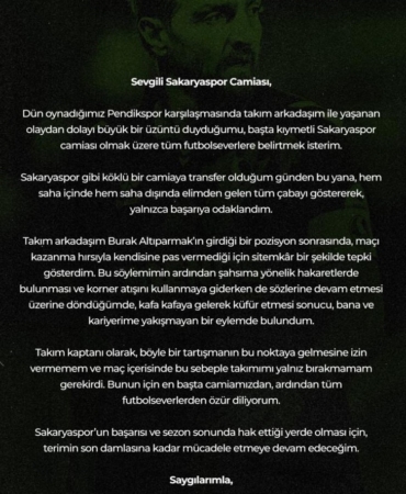 Kadro dışı kalan Caner Erkin’den açıklama