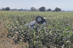 Kontrolden çıkan araç takla atıp tarlaya uçtu: 1 yaralı