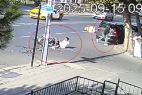 Motosiklet kasasıyla birlikte otomobilin üzerinden uçtu