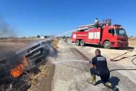 Babaeski’de otomobil yangını