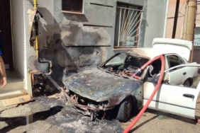 Keşan’da doğal gaz hattının yanındaki araç yangını korkuttu