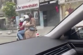 Motosiklette tehlikeli yolculuk