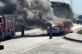 Arnavutköy’de LPG’li otomobil alev alev yandı