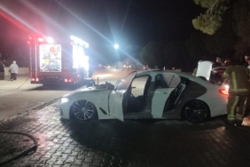 Mudanya Devlet Hastanesi otoparkında araç yangını