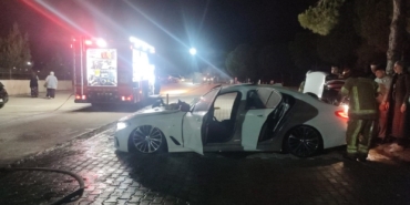 Mudanya Devlet Hastanesi otoparkında araç yangını