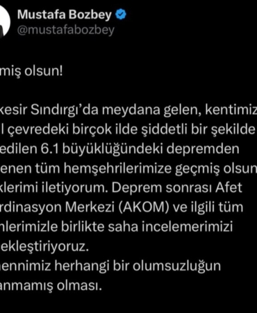 Başkan Bozbey’den deprem mesajı: "Temennimiz, herhangi bir olumsuzluğun yaşanmamış olması"