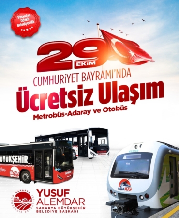Sakarya’da 29 Ekim Cumhuriyet Bayramı’nda ulaşım ücretsiz