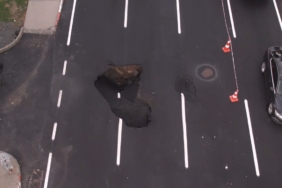 Vatan Caddesi’nde oluşan çukur havadan görüntülendi