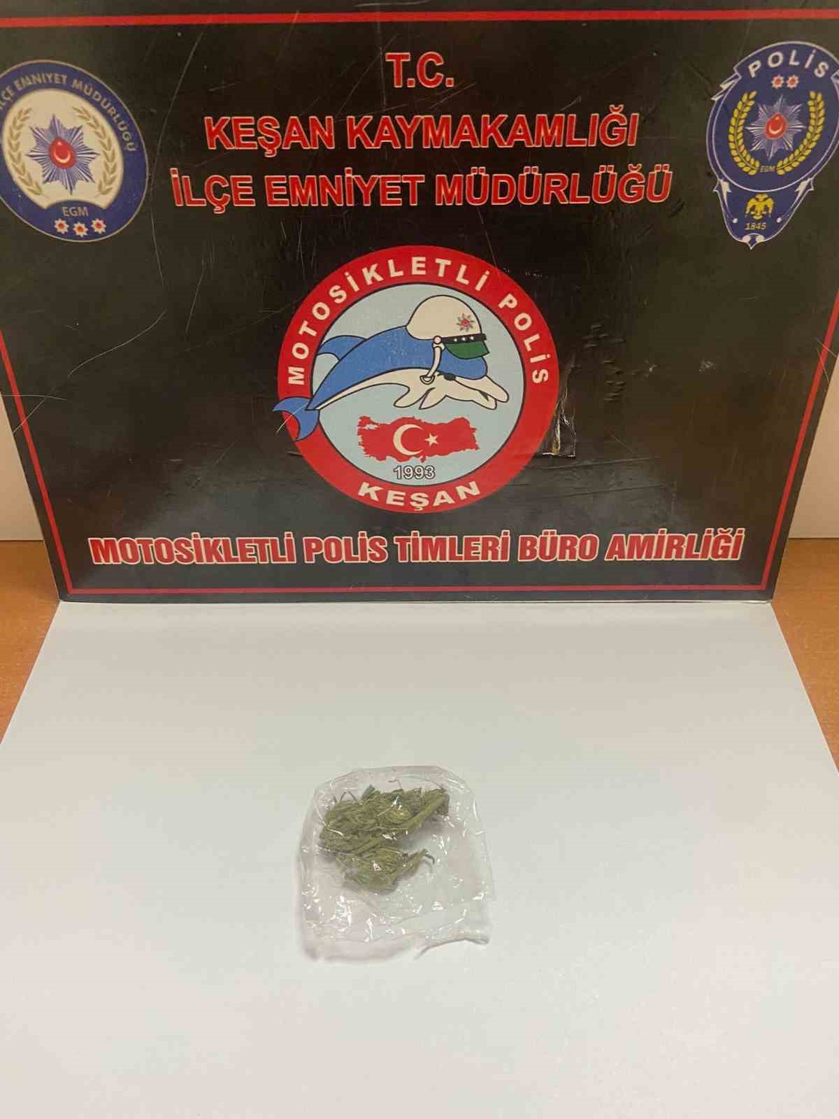 Keşan’da uyuşturucuyla yakalanan şahıs gözaltına alındı