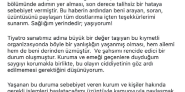 Afife Jale Tiyatro Ödülleri’nde akılalmaz hata: Oyuncu Alper Atak hayatını kaybedenler arasında anıldı