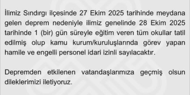 Balıkesir’de okullar deprem nedeniyle 1 gün tatil edildi