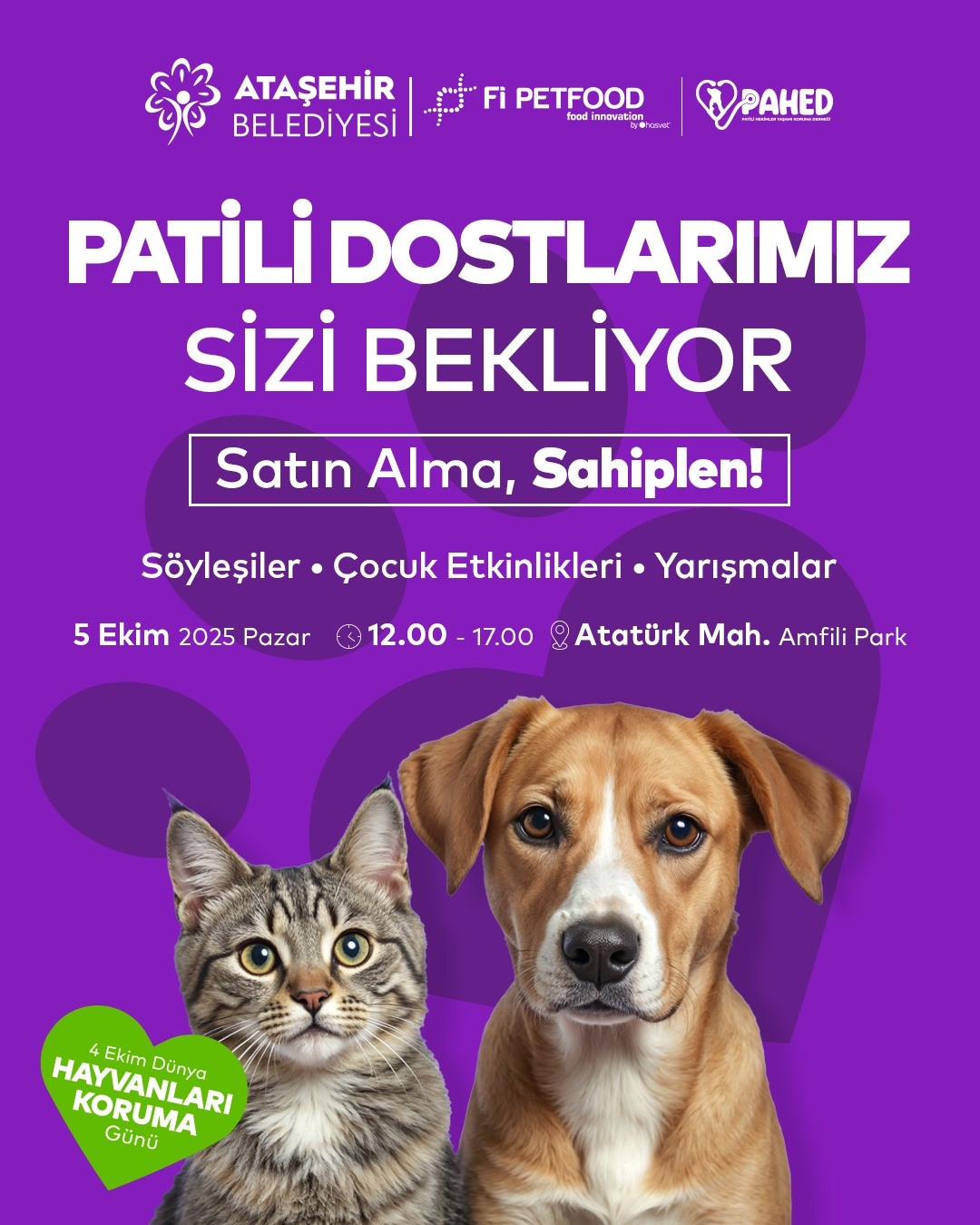 Ataşehir’de Dünya Hayvanları Koruma Günü etkinliği: "Satın Alma, Sahiplen"