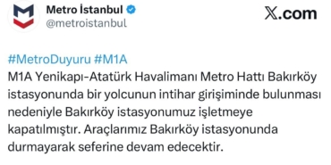 Bakırköy’de metro istasyonunda yolcu raylara atlayarak intihar etti