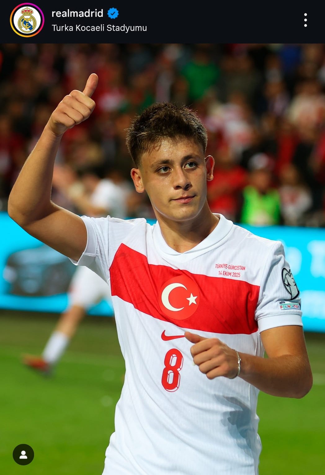 Real Madrid Arda’nın konumunu Turka Kocaeli Stadyumu olarak paylaştı
