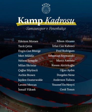 Fenerbahçe’nin Samsunspor kamp kadrosu belli oldu